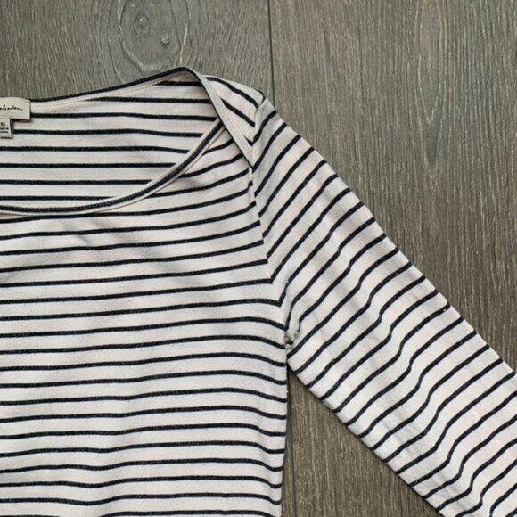 Aritzia Babaton Stripe T-shirt Top 3/4 Length sleeve Stretch Cotton Size XS - Picture 8 of 16